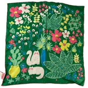 Kate Spade Garden Party Pose Cat Silk Scarf